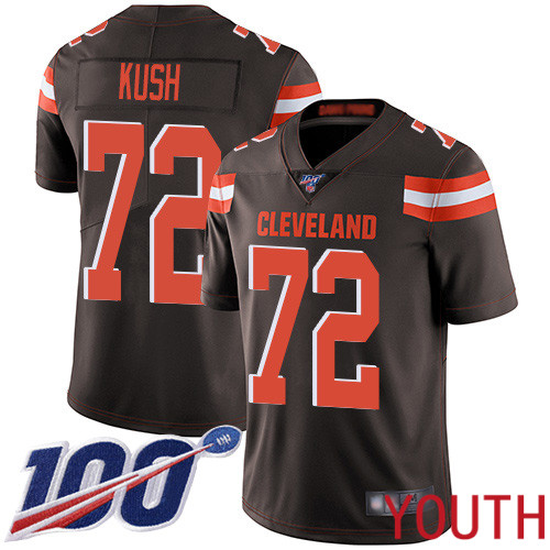 Cleveland Browns Eric Kush Youth Brown Limited Jersey 72 NFL Football Home 100th Season Vapor Untouchable